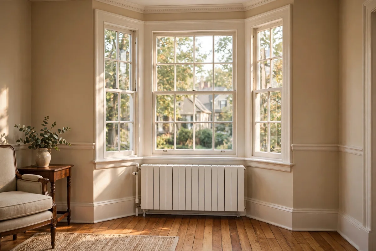 Panel radiator in a Dover living room